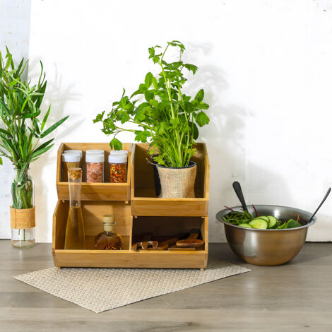 Portautensili In Legno Bianco Per Cucina - Organizer Da Tavolo Con 3 Scomparti E Fori Di Drenaggio - 2
