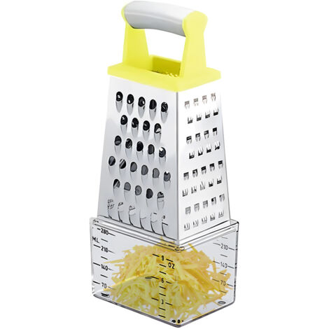 Dexam Grattugia A 4 Lati In Acciaio Inox - Multigrattugia Con Lame Affilate Per Grattugiare Grosso, Fine, Scorza E Affettare, Base Antiscivolo, Manico Comodo, Lavabile In Lavastoviglie, 10,5x12x22,5 Cm