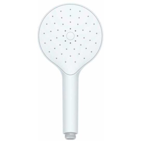 WENKO Soffione doccia Automatic Cleaning bianco, Ø 12 cm - Doccetta a mano con impugnatura universale con sistema anticalcare autopulente, ABS, 12 x 12 cm, Bianco