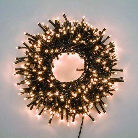 Luci di natale catena "TLE" con led Ø 5 mm da esterno con trasformatore -180 Led - 7.5 m / Bianco Caldo