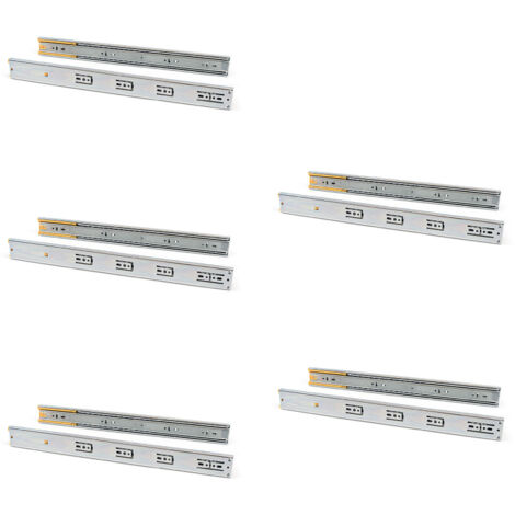 Emuca Kit Guide per cassetti, a sfera, 45 x 500 mm 5 sets
