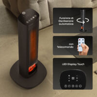 Termoventilatore In Ceramica 3D Con Effetto Fiamma – Silenzioso (34 DB), 3 Livelli Di Calore, Telecomando, Perfetto Per Bagno!