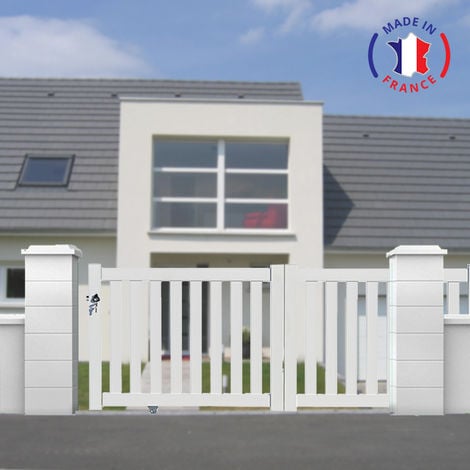 Portail aluminium coulissant ajouré en kit dimension L.3000 (entre piliers) X H.1200 mm Blanc (RAL 9010)
