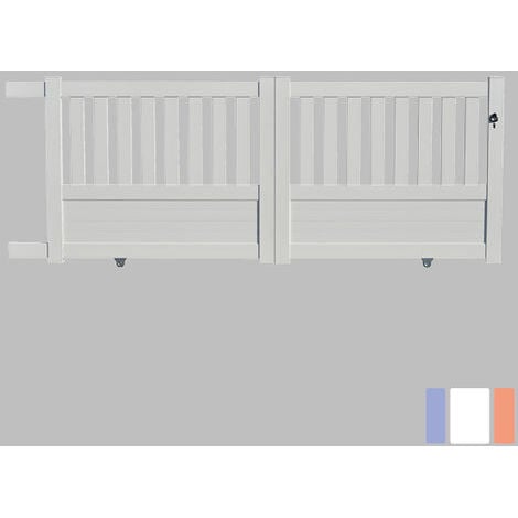 Portail aluminium coulissant semi-ajouré en kit dimension L.4000 (entre piliers) X H.1300 mm Gris (RAL 7016)