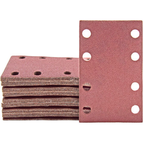 MioTools Fox Klett-Schleifblätter, 133 x 80 mm, 8-Loch, f. Schwingschleifer, Normalkorund (50 Stk.) K150