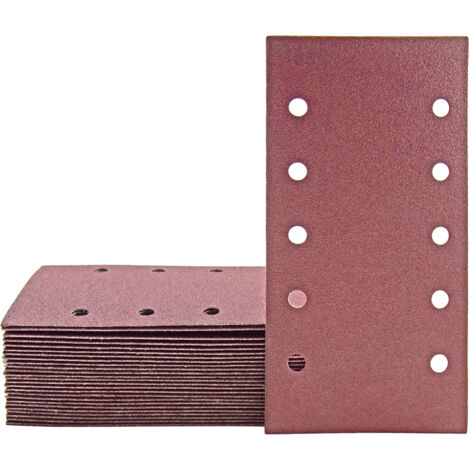 MioTools Fox Klett-Schleifblätter, 230 x 115 mm, 10-Loch, f. Schwingschleifer, Normalkorund (50 Stk.) K180