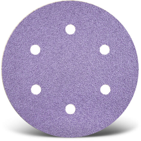 MENZER Purple HD Disques abrasifs auto-agrippants, 150 mm, 6 trous, p. Ponceuses excentriques, Mix céramique (Lot de 50) G180 (1/5)