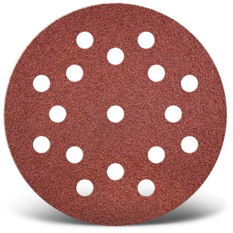 MENZER Red Disques abrasifs auto-agrippants, 125 mm, 17 trous, p. Ponceuses excentriques, Corindon normal (Lot de 50) G150 (1/5)