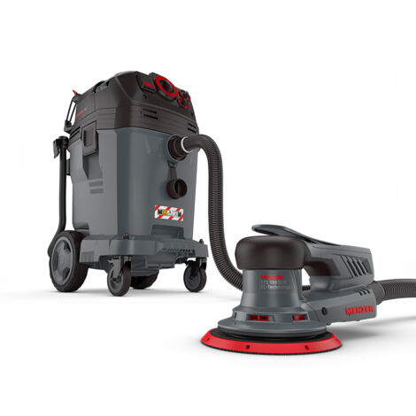 MENZER Ponceuse Excentrique ETS 150 2.5 & Aspirateur de Sécurité VCM 550 PRO, avec Kit d’Abrasifs