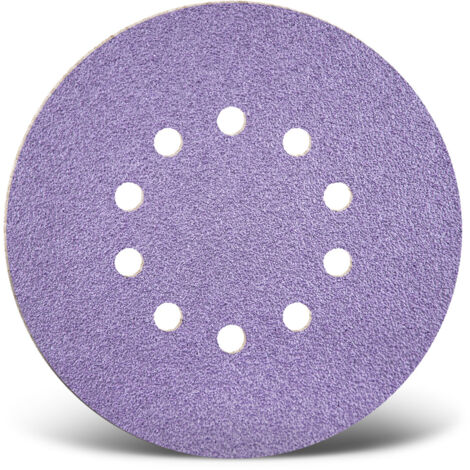 MENZER Purple HD Disques abrasifs auto-agrippants, 225 mm, 10 trous, p. Ponceuses à plâtre, Mix céramique (Lot de 25) G180 (1/5)