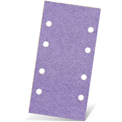 MENZER Purple HD Feuilles abrasives auto-agrippantes, 186 x 93 mm, 8 trous, p. Ponceuses vibrantes, Mix céramique (Lot de 50) G80 (1/5)