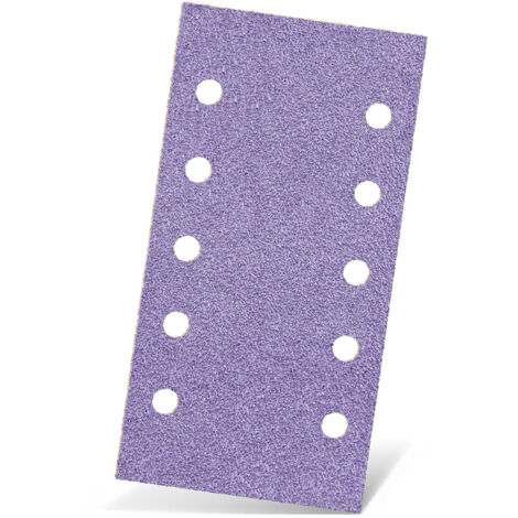 MENZER Purple HD Feuilles abrasives auto-agrippantes, 230 x 115 mm, 10 trous, p. Ponceuses vibrantes, Mix céramique (Lot de 50) G180 (1/5)
