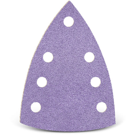 MENZER Purple HD Feuilles abrasives auto-agrippantes, 150 x 100 mm, 7 trous, p. Ponceuses delta, Mix céramique (Lot de 50) G100 (1/5)