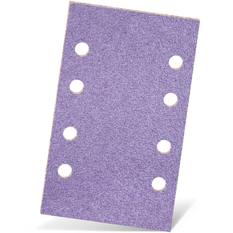 MENZER Purple HD Feuilles abrasives auto-agrippantes, 133 x 80 mm, 8 trous, p. Ponceuses vibrantes, Mix céramique (Lot de 50) G60 (1/5)