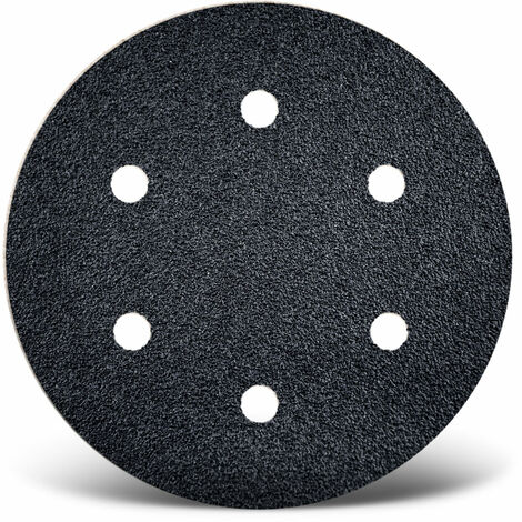 MENZER Black Disques abrasifs auto-agrippants, 150 mm, 6 trous, p. Ponceuses excentriques, Carbure de silicium (Lot de 50) G800