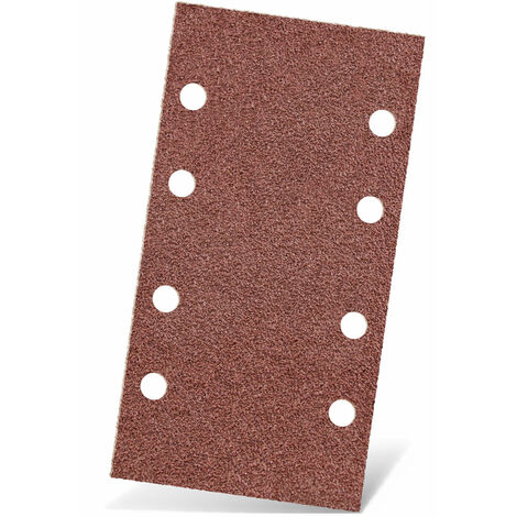 MENZER Red Feuilles abrasives auto-agrippantes, 180 x 93 mm, 8 trous, p. Ponceuses vibrantes, Corindon normal (Lot de 50) G150 (1/5)