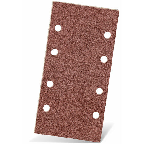 MENZER Red Feuilles abrasives auto-agrippantes, 186 x 93 mm, 8 trous, p. Ponceuses vibrantes, Corindon normal (Lot de 50) G240 (1/5)
