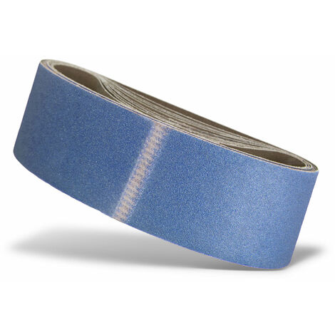 Menzer – Lot de 10 bandes abrasives 75 x 533 mm – Grain G40 en corindon de zirconium – Pour ponçage métal et bois dur – Toile hybride (1/5)