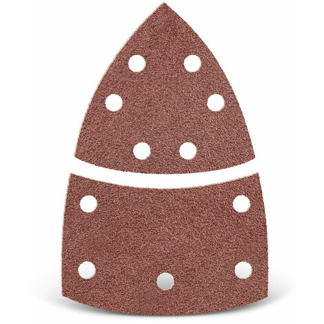 MENZER Red Feuilles abrasives auto-agrippantes, 93 / 62 x 102 mm, 11 trous, p. Ponceuses delta, Corindon normal (Lot de 50) G180 (1/5)