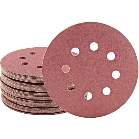 MioTools Fox Disques abrasifs auto-agrippants, 125 mm, 8 trous, p. Ponceuses excentriques, Corindon normal (Lot de 50) G80