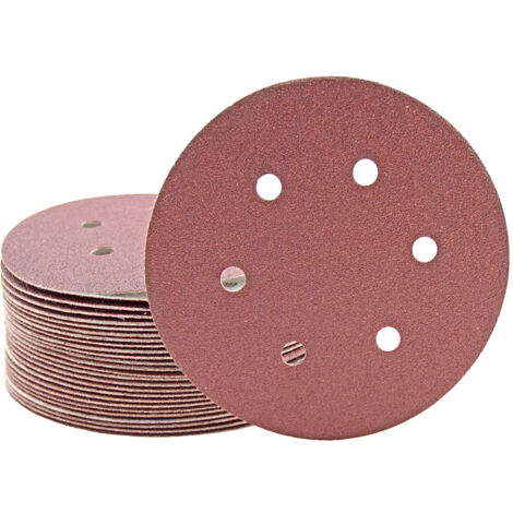 MioTools Fox Disques abrasifs auto-agrippants, 150 mm, 6 trous, p. Ponceuses excentriques, Corindon normal (Lot de 50) G180