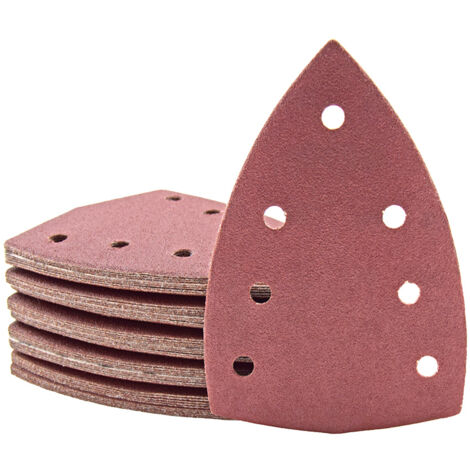 MioTools Fox Feuilles abrasives auto-agrippantes, 150 x 100 mm, 7 trous, p. Ponceuses delta, Corindon normal (Lot de 50) G240