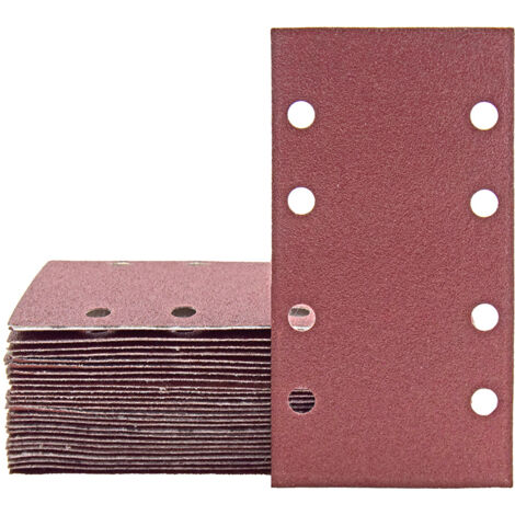 MioTools Fox Feuilles abrasives auto-agrippantes, 180 x 93 mm, 8 trous, p. Ponceuses vibrantes, Corindon normal (Lot de 50) G100