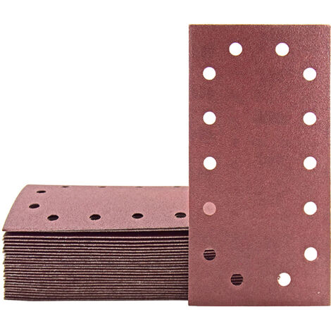 MioTools Fox Feuilles abrasives auto-agrippantes, 230 x 115 mm, 14 trous, p. Ponceuses vibrantes, Corindon normal (Lot de 50) G100