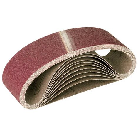 Lot de 10 bandes abrasives 457 x 75 mm – Grain G60 en corindon normal – Pour ponceuses à bande portatives – Ponçage bois dur – Miotools