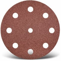 MENZER Red Disques abrasifs auto-agrippants, 125 mm, 9 trous, p. Ponceuses excentriques, Corindon normal (Lot de 50) G80