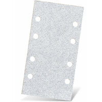 MENZER White Feuilles abrasives auto-agrippantes, 180 x 93 mm, 8 trous, p. Ponceuses vibrantes, Corindon normal (Lot de 50) G60