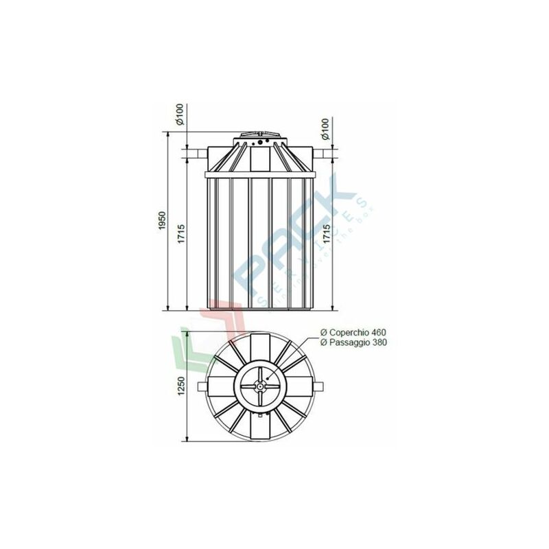 Serbatoio acqua piovana verticale, 2200 Lt, no elettropompa