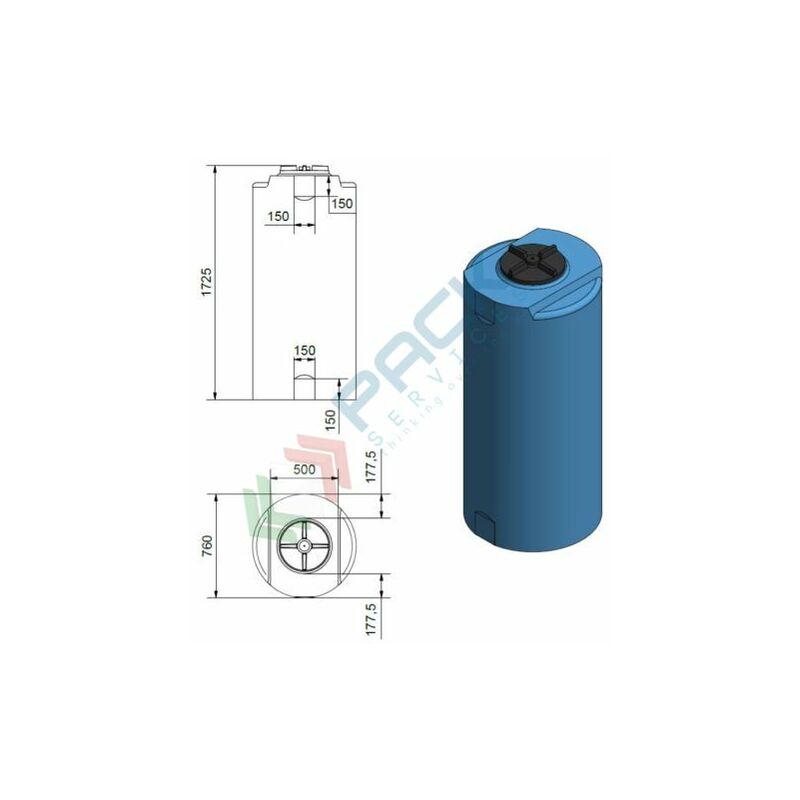 Serbatoio acqua verticale cilindrico ribassato fino a 7000 litri