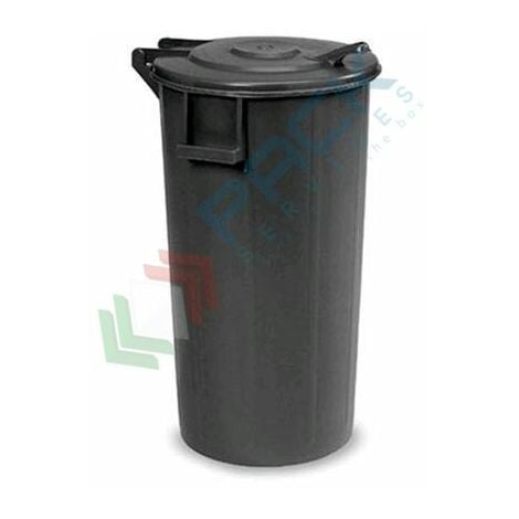 Bidone spazzatura per la raccolta differenziata rifiuti, capacità 80 Lt, coperchio a cerniera, colore nero
