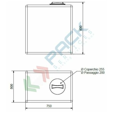 Serbatoio acqua parallelepipedo verticale, 100 Lt