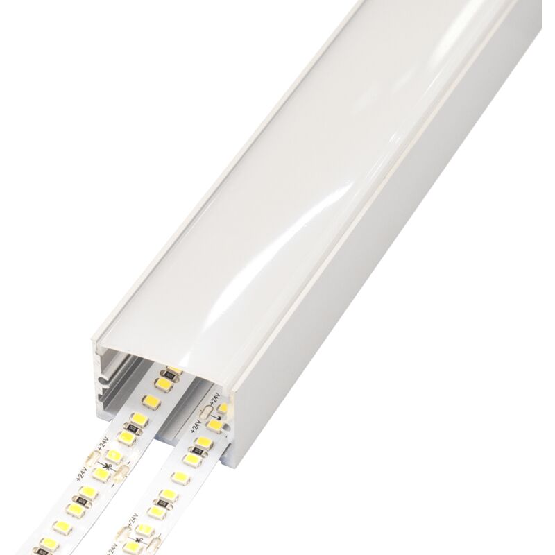 Perfil con alas para tira de LED en aluminio blanco, difusor opalino (para  empotrar) An.24.7