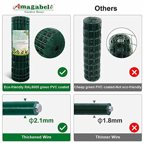 Vert Clôture de jardin maille/Taille 15 mm x 15 mm/animaux clôture net frontière Literie 