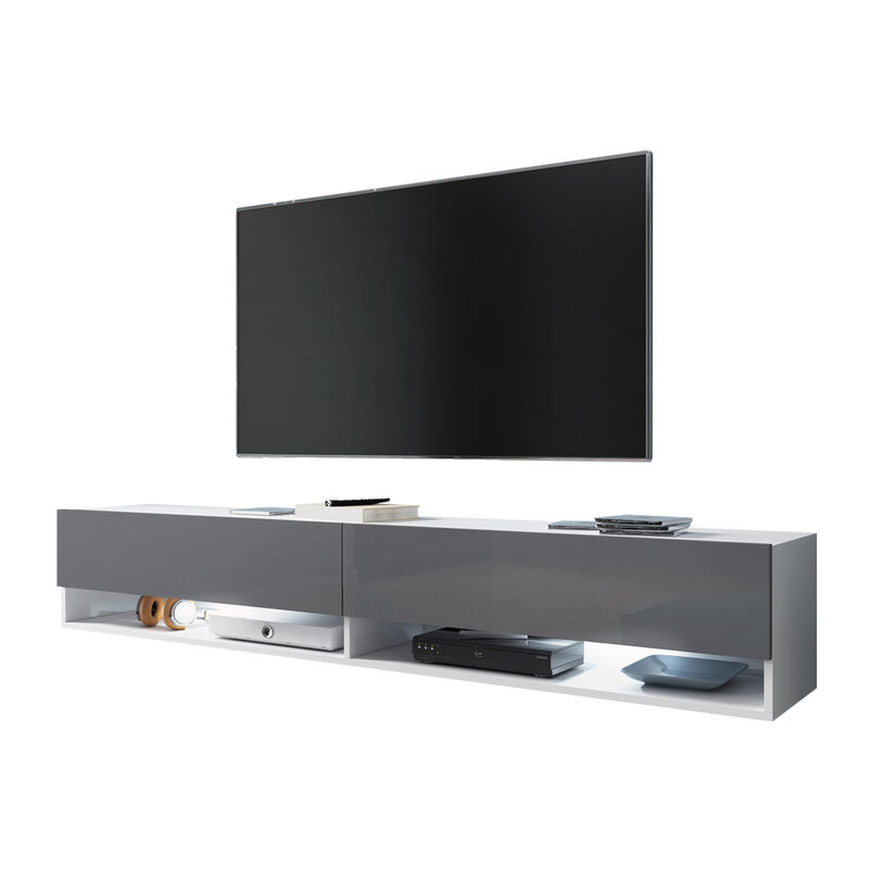 Selsey Mueble Para tv 180 x 325 30 cm color blanco mate y gris brillante wander de pie colgante con