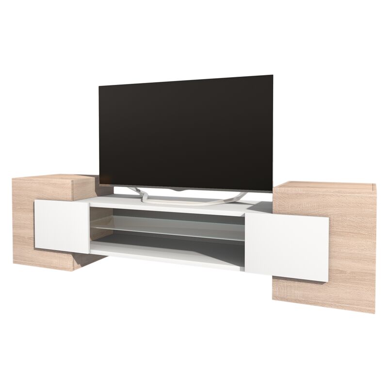 Selsey Gaelin Soporte para tv 160 cm roble soboma blanco moderno mueble televisor effet chêneblanc sans
