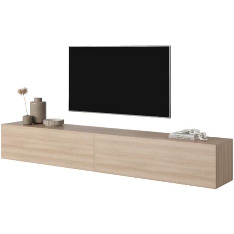 Mueble de TV colgante - blanco con inserto dorado - 200 cm - Bisira