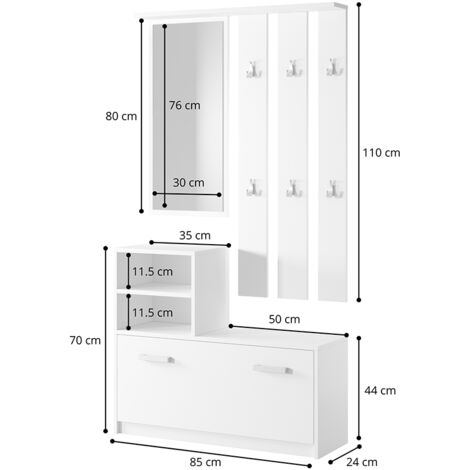 Set Ingresso Selsey Yesfir Con Specchio - 6 Appendini, Rovere Wotan, Moderno 160x85x24 Cm