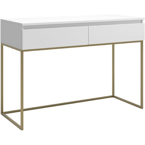 Selsey BEMMI - Escritorio de tocador con estructura metálica dorado  120 cm -  Blanco