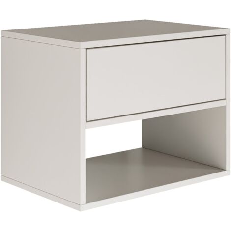 Selsey FRAMME – Mesita de noche colgante con cajón y hueco – blanco – 50 cm