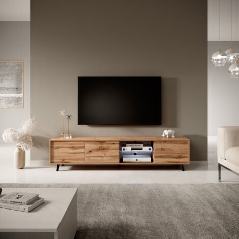 Selsey Galhad - Mueble TV - 175 cm ancho - roble wotan - iluminación LED a pilas