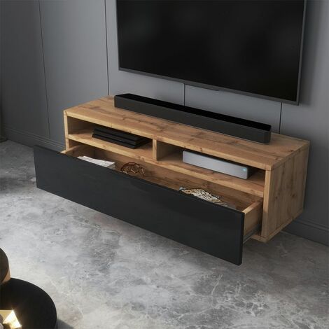 Mueble TV / Mueble de sala - Roble Wotan - con iluminación LED - 180 cm -  Rednaw