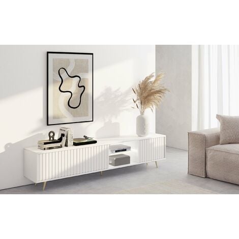 Selsey Bello - Mueble de TV - de pie - Blanco - 175 cm - moderno - con LED