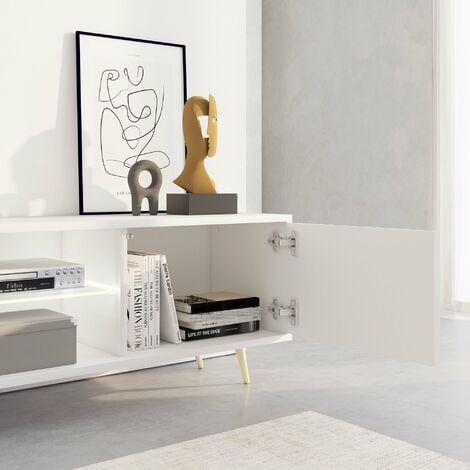 Selsey Bello - Mueble de TV - de pie - Blanco - 175 cm - moderno - con LED