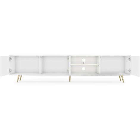 Selsey Bello - Mueble de TV - de pie - Blanco - 175 cm - moderno - con LED