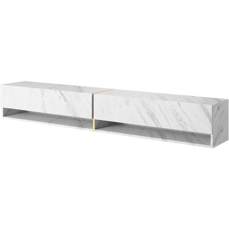 Mueble TV / Mueble de salón - blanco con inserciones de grafito - 200 cm -  Mirrgo