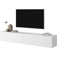 Selsey Veldio - Mueble de TV colgante - blanco con frentes de listones - 175 cm